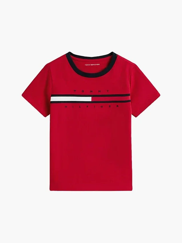 Tricou pentru copii cu logo și dungi Tricou pentru copii cu logo și dungi