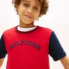 Tricou pentru copii cu logo monotip și blocuri de culoare Tricou pentru copii cu logo monotip și blocuri de culoare