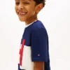 Tricou pentru copii cu logo nautic H și blocuri de culoare Tricou pentru copii cu logo nautic H și blocuri de culoare