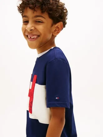 Tricou pentru copii cu logo nautic H și blocuri de culoare