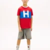 Tricou pentru copii cu logo nautic H și blocuri de culoare