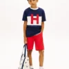 Tricou pentru copii cu logo nautic H și blocuri de culoare Tricou pentru copii cu logo nautic H și blocuri de culoare
