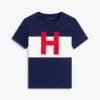 Tricou pentru copii cu logo nautic H și blocuri de culoare Tricou pentru copii cu logo nautic H și blocuri de culoare