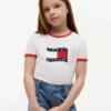 Tricou pentru copii cu logo steag ondulat