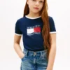 Tricou pentru copii cu logo steag ondulat Tricou pentru copii cu logo steag ondulat