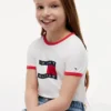 Tricou pentru copii cu logo steag ondulat