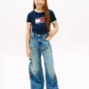 Tricou pentru copii cu logo steag ondulat Tricou pentru copii cu logo steag ondulat