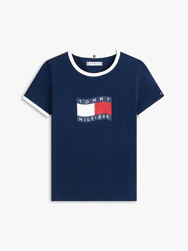 Tricou pentru copii cu logo steag ondulat Tricou pentru copii cu logo steag ondulat