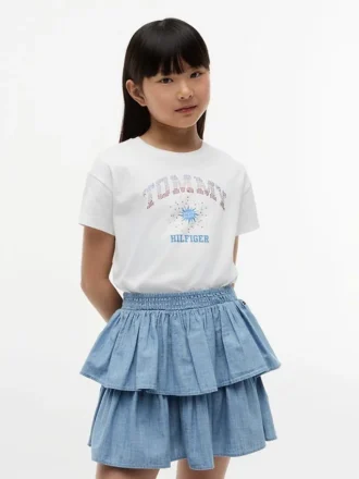 Tricou pentru copii cu logo Tommy din strasuri Tricou pentru copii cu logo Tommy din strasuri