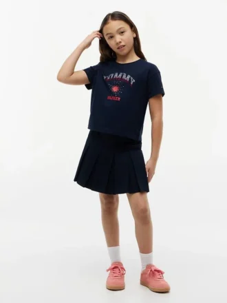 Tricou pentru copii cu logo Tommy din strasuri