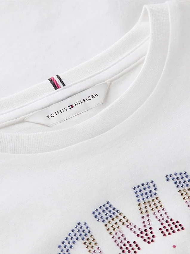 Tricou pentru copii cu logo Tommy din strasuri Tricou pentru copii cu logo Tommy din strasuri