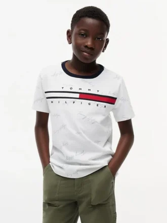 Tricou pentru copii cu logo-ul Signature Flag Stripe