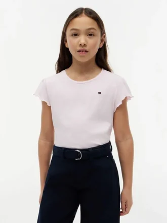 Tricou pentru copii cu mâneci cu bordură din material textil