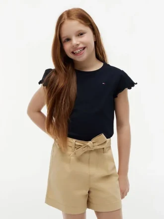 Tricou pentru copii cu mâneci cu bordură din material textil