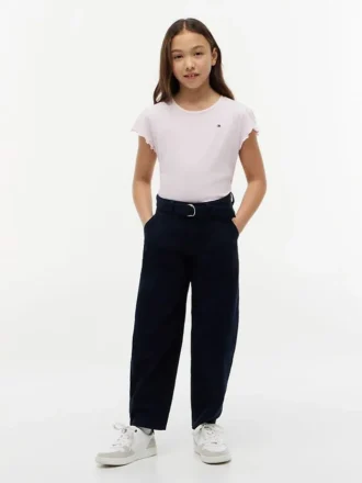 Tricou pentru copii cu mâneci cu bordură din material textil