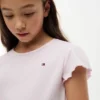 Tricou pentru copii cu mâneci cu bordură din material textil