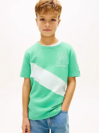 Tricou pentru copii cu monogramă și dungi