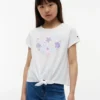 Tricou pentru copii cu nod în față și imprimeu de scoici