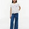 Tricou pentru copii cu nod în față și imprimeu de scoici