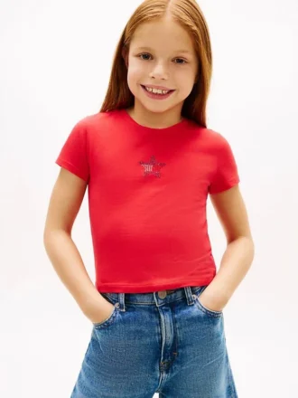 Tricou pentru copii cu steag cu stele din strasuri