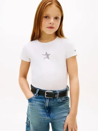 Tricou pentru copii cu steag cu stele din strasuri