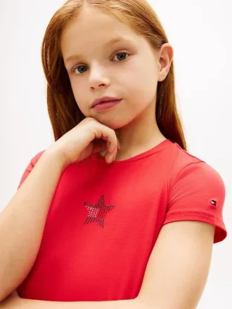 Tricou pentru copii cu steag cu stele din strasuri