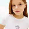 Tricou pentru copii cu steag cu stele din strasuri