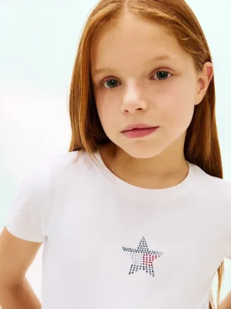 Tricou pentru copii cu steag cu stele din strasuri