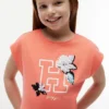 Tricou pentru copii Flip cu logo floral din paiete