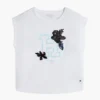Tricou pentru copii Flip cu logo floral din paiete