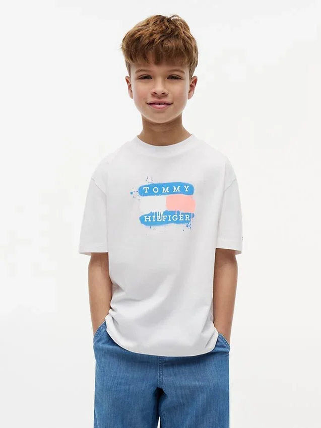 Tricou pentru copii Tommy cu logo graffiti Tricou pentru copii Tommy cu logo graffiti