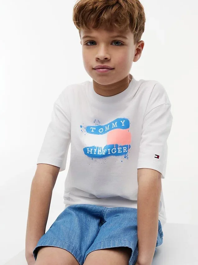 Tricou pentru copii Tommy cu logo graffiti Tricou pentru copii Tommy cu logo graffiti