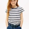 Tricou pentru fete cu dungi și mâneci cu volane