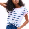 Tricou pentru fete cu dungi și nod la tiv