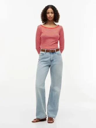 Tricou slim fit cu guler barcă