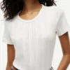Tricou slim fit cu guler rotund și țesătură pointelle