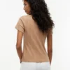 Tricou slim fit cu guler rotund și țesătură pointelle Tricou slim fit cu guler rotund și țesătură pointelle