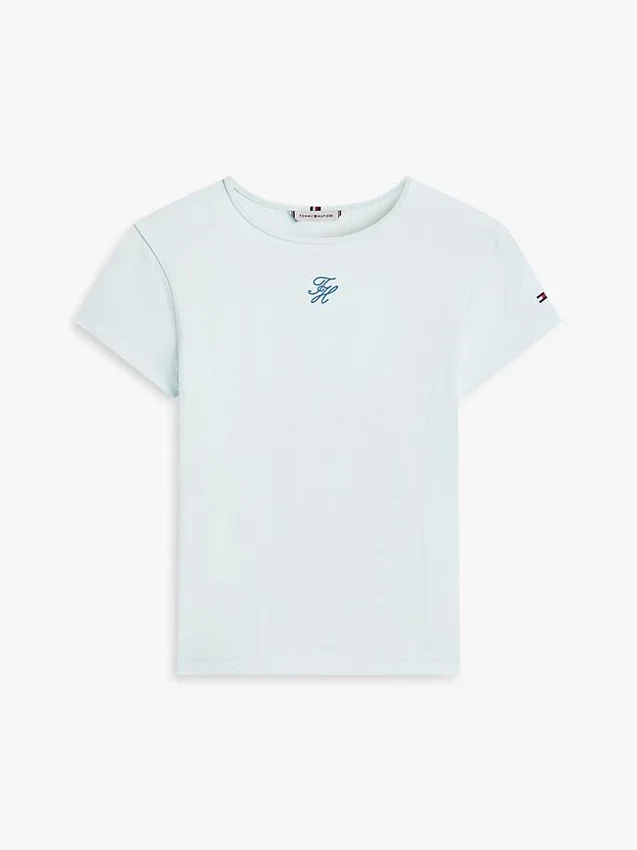 Tricou slim fit cu monogramă script Tricou slim fit cu monogramă script