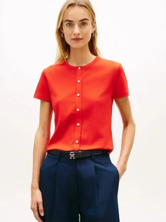Tricou slim fit cu nasturi