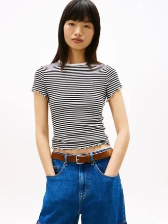 Tricou Tommy Jeans cu bordură ondulată