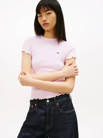 Tricou Tommy Jeans cu bordură ondulată