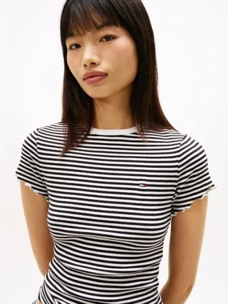Tricou Tommy Jeans cu bordură ondulată