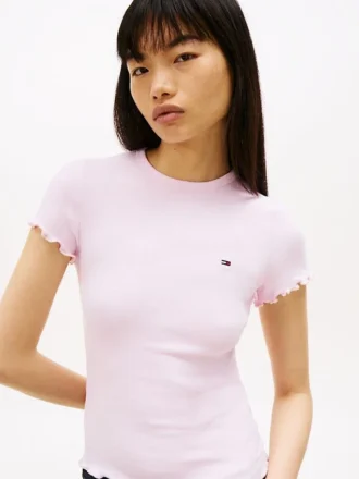 Tricou Tommy Jeans cu bordură ondulată