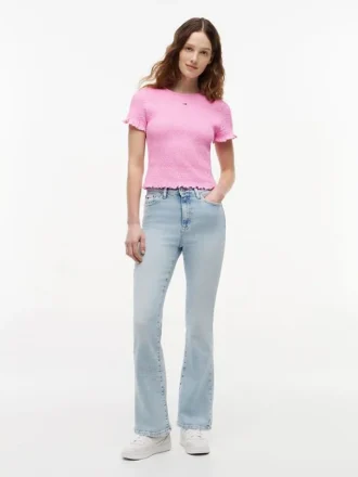 Tricou Tommy Jeans cu croi slim și drapaj