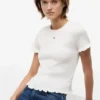 Tricou Tommy Jeans cu croi slim și drapaj