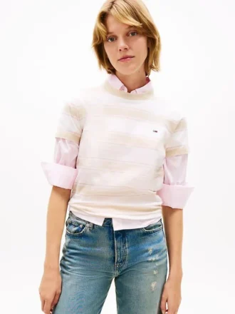 Tricou Tommy Jeans cu croială regular și dungi