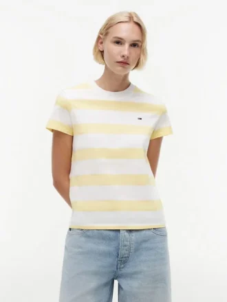 Tricou Tommy Jeans cu dungi de rugby