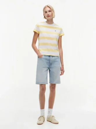 Tricou Tommy Jeans cu dungi de rugby