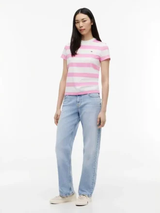 Tricou Tommy Jeans cu dungi de rugby