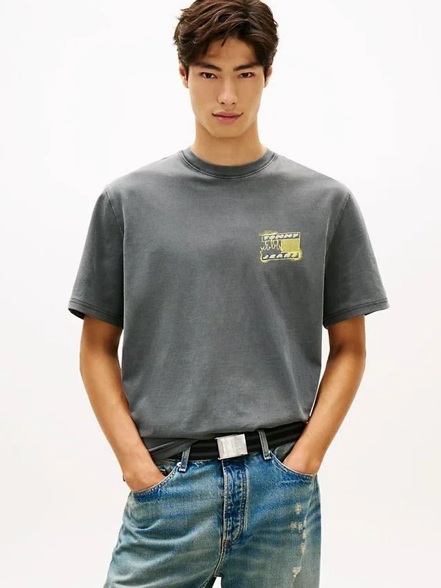 Tricou Tommy Jeans cu logo Bubble vopsit cu spray Tricou Tommy Jeans cu logo Bubble vopsit cu spray